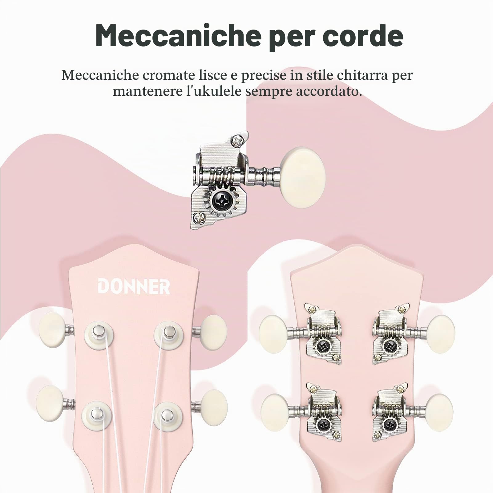Donner Ukulele soprano per principianti adulti ukelele con cinturino online gratuito per lezioni cinturino sintonizzatore stringa, DMU-01 21 pollici opaco ukalee Bundle Kit Macaron Series-Rosa