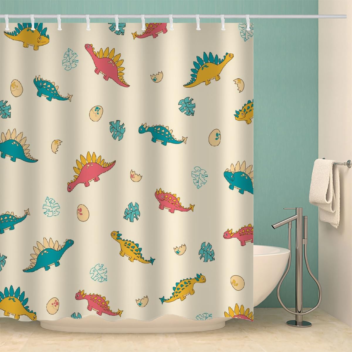 Rideau de douche dinosaure 180x200 pour éliminer la moisissure et les sols mouillés