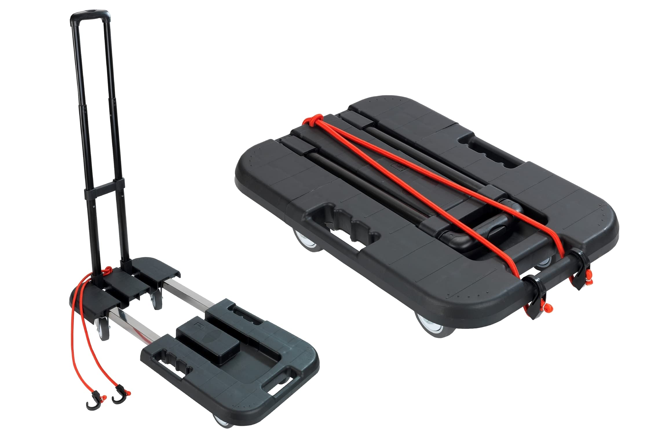 Maximex Sackkarre Mod. Transport-Profi ausziehbarer Ziehwagen stabile Transporthilfe mit höhenverstellbarem Griff bis 150 kg belastbar 56-76x38x13,5 cm Kunststoff PP Stahl TPR Schwarz Silber