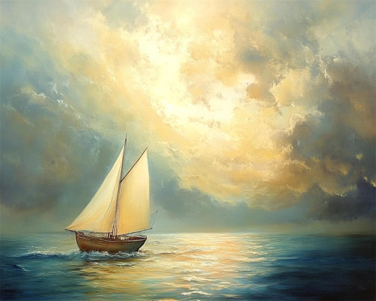 RKFLGEW DIY Seed Bead Embroidery Kits Sea Sailing Boat 40x50cm