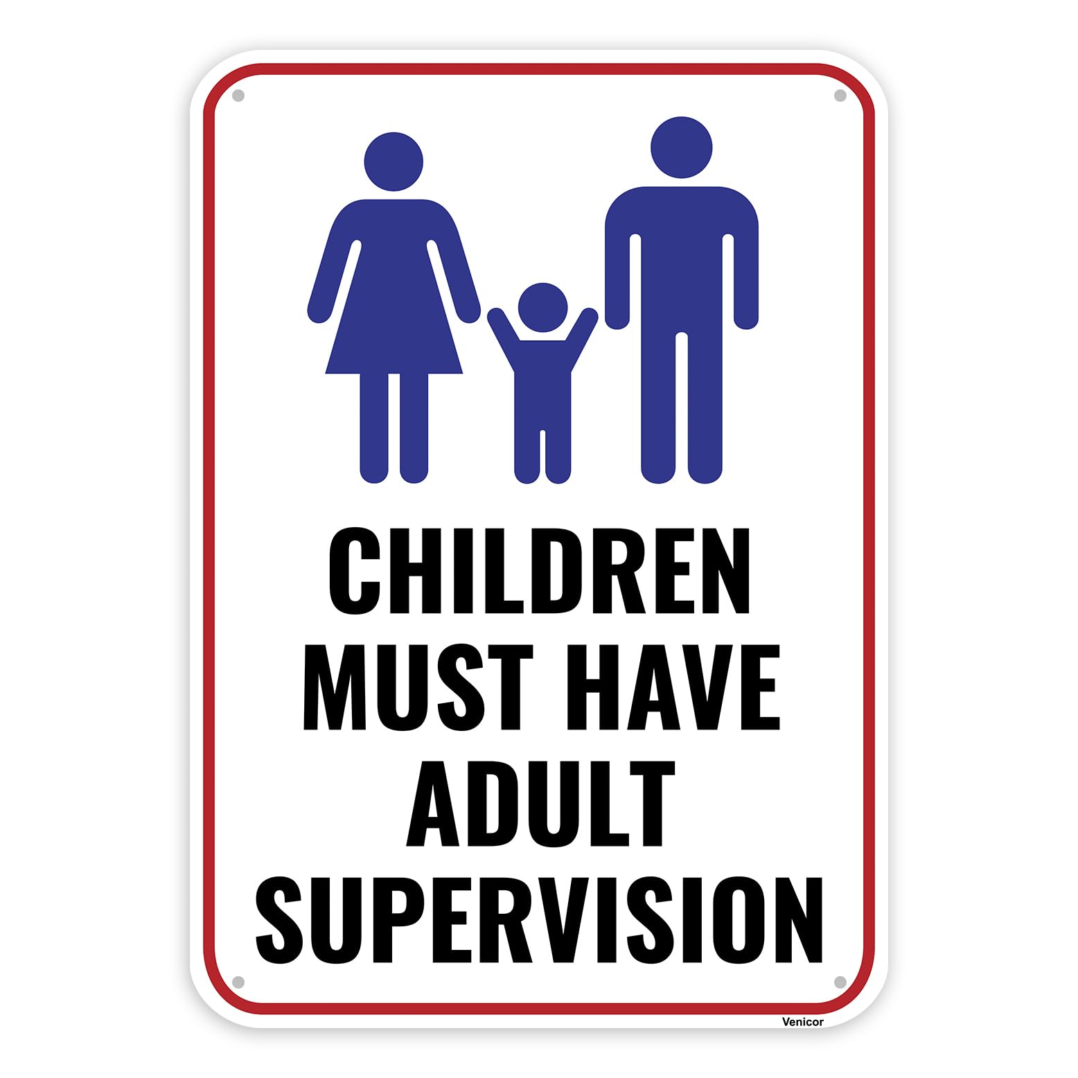 Pool Safety Sign, Adult Supervision Required Pool Rules, Aluminum, 12x8 Inch