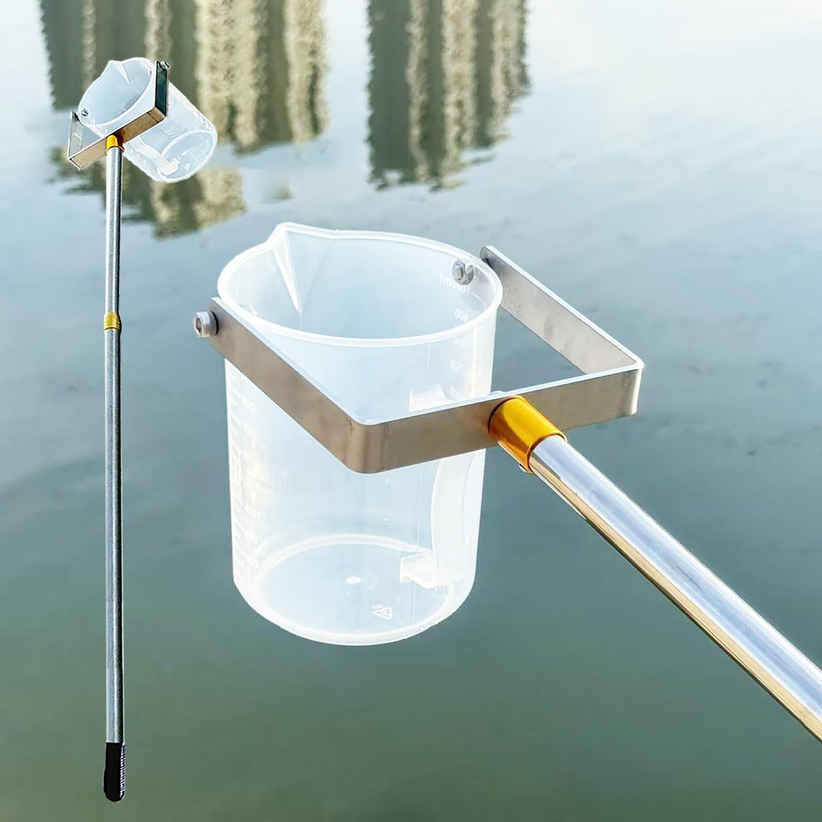 Telescopic Water Sampler Pole with Plastic Beaker Pendulum, 6 M 5 4 3 2 1.5 M Super Light Long-Reach Handle Liquid Sampling Equipment for Mud Water/Pool/Sewage(500ml,1.23-5m/4-16.4ft)
