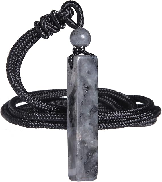 Nupuyai Crystal Cuboid Necklace for Women, Energy Healing Stone 4 Side Bar Pendant with Adjustable Cord 70cm