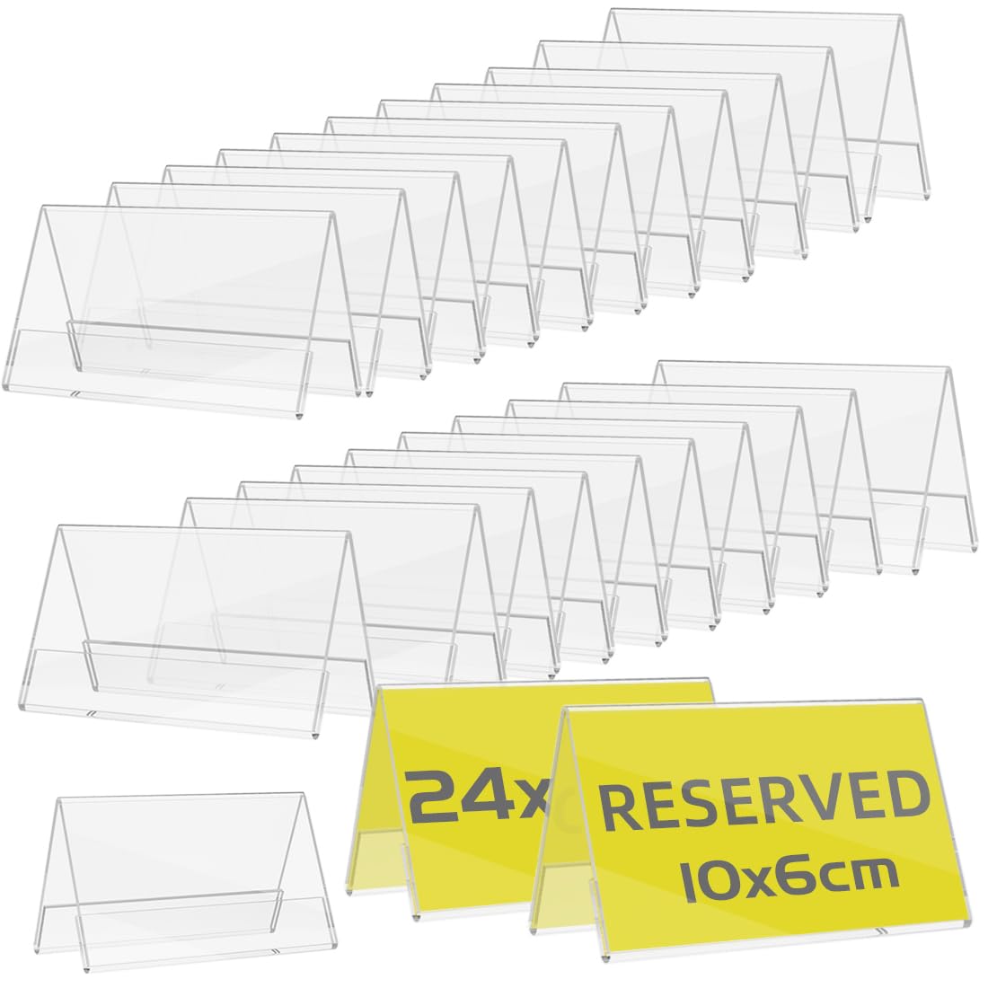 24 Espositori da Tavolo in Acrilico, 10x6 cm Supporti Trasparenti su Entrambi i Lati, Adatti per Ristoranti, Hotel e Tutti i Tipi di Eventi