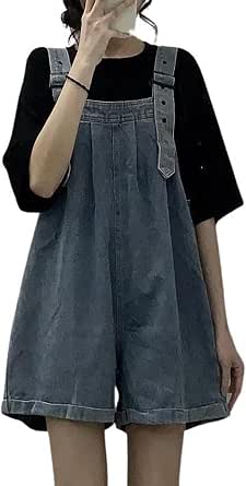 Utcoco Damen Denim-Overall – Lockere Passform, Barrel Bein, Verstellbare Träger (Y2K Style)