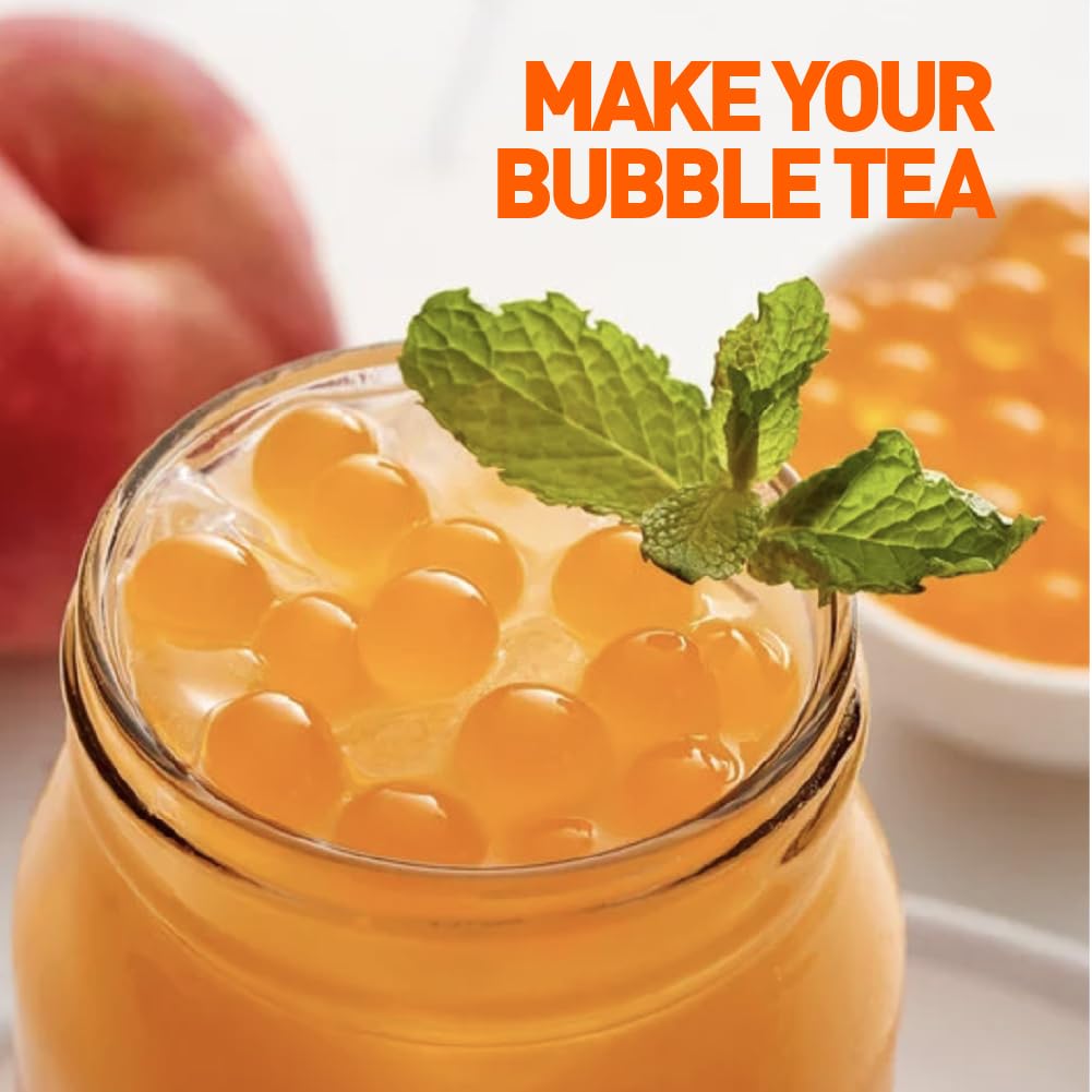 FRANKLY Popping Boba - Esferas de fruta para Bubble tea, té de burbujas, yogur, pasteles y dulces (Melocotón, 450g)