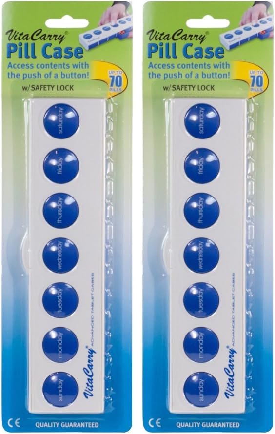Push Button Pill Organizer with Safety Lock (7 Day) - Pack of 2