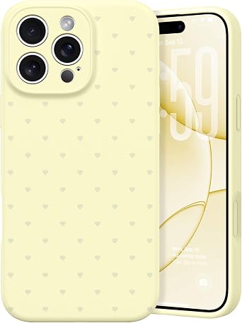 VENINGO for iPhone 16 Pro Max Case, Liquid Silicone with Hearts Pattern