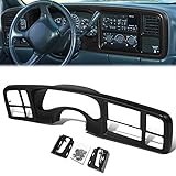 Dash Cover Double Din Dash Bezel Cover Set Compatible with 99-02 Chevy Silverado Avalanche GMC Sierra Yukon