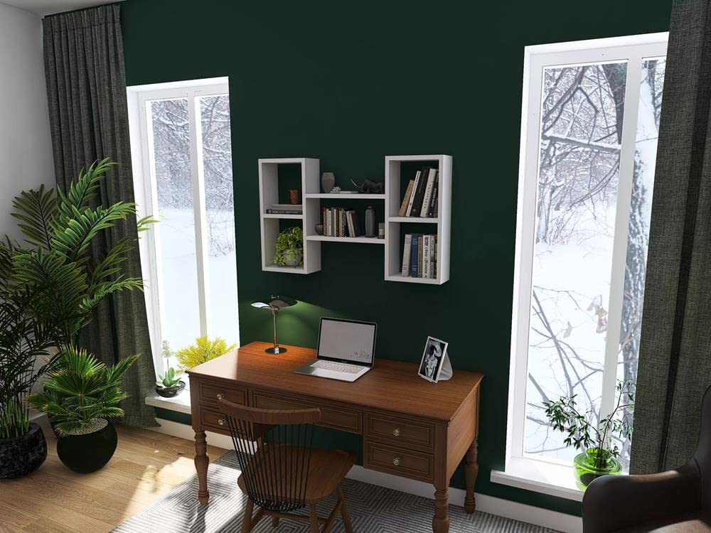 Estantería decorativa de pared con 5 estantes, 102 x 60 x 18 cm, diseño escandinavo, para salón, cocina, oficina, dormitorio, baño, estantería colgante (roble Sonoma)