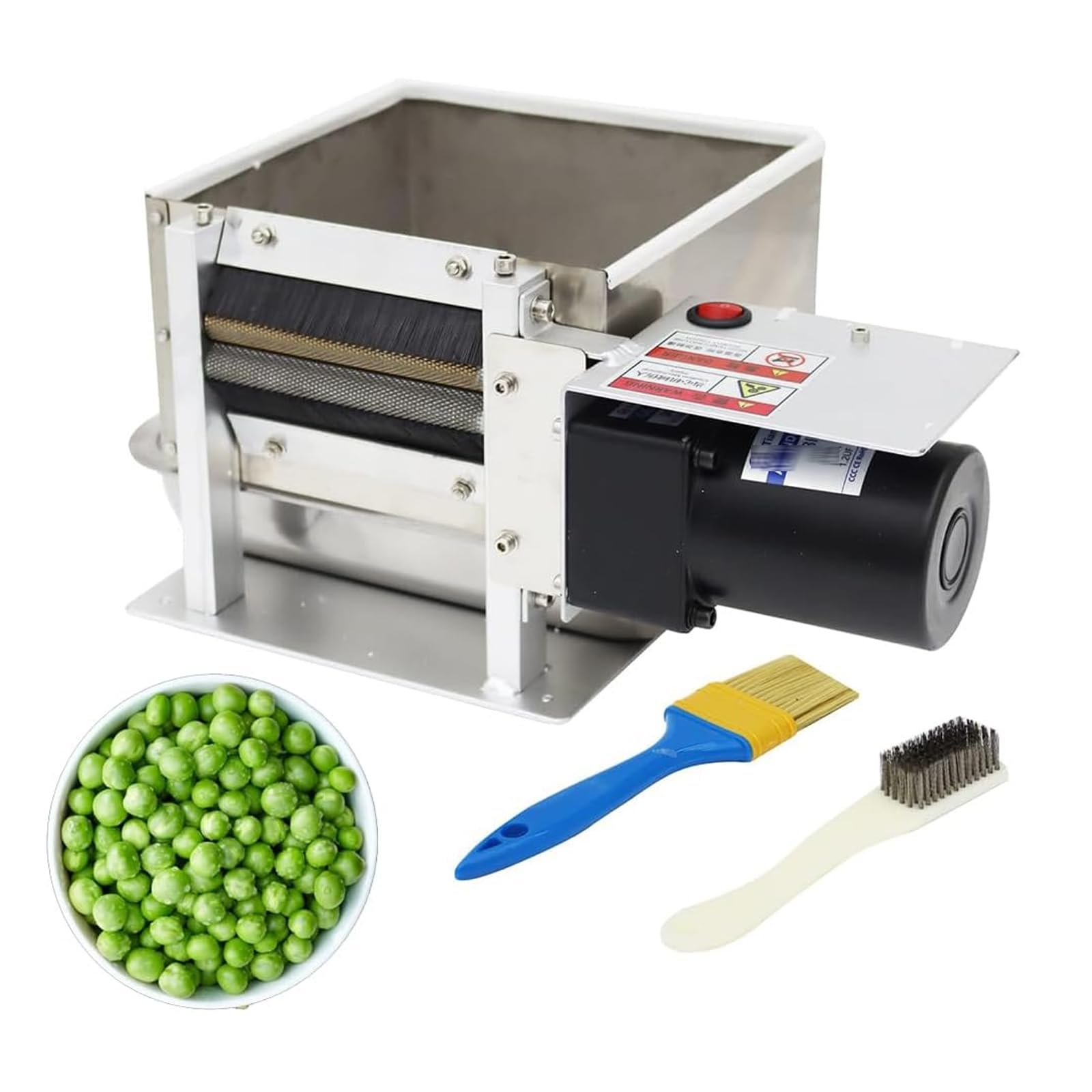 AYCDL Electric Pea Sheller, Semi-Automatic Pea Peeler Bean Peeler Stainless Steel Continuous 24-Hour Commercial Bean Peeler