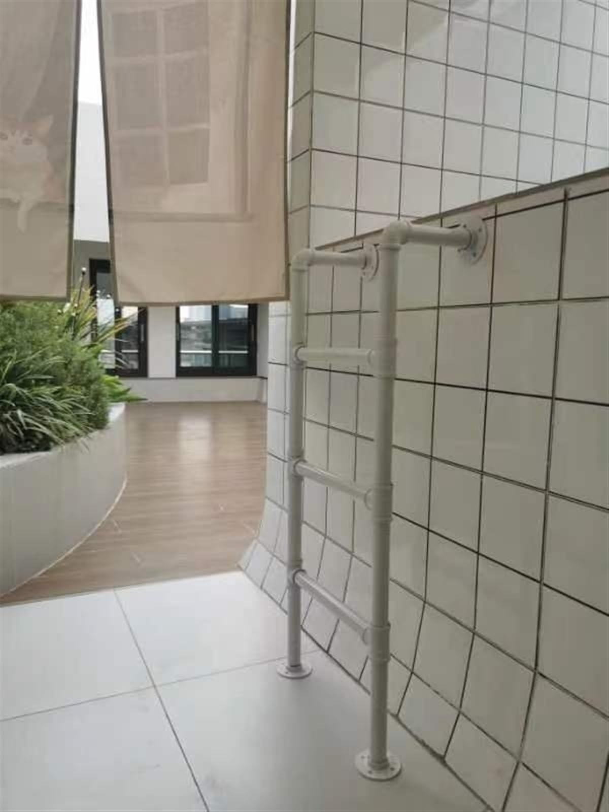 Escalera Para Literas Escalera Extra Alta Para Techo Exterior/ Loft Interior/ Casas De 2 Pisos, 100cm - 250cm Escaleras De Cama Alta/ Sótano Escaleras De Incendios Con Peldaños De Tubo De Hierro(White