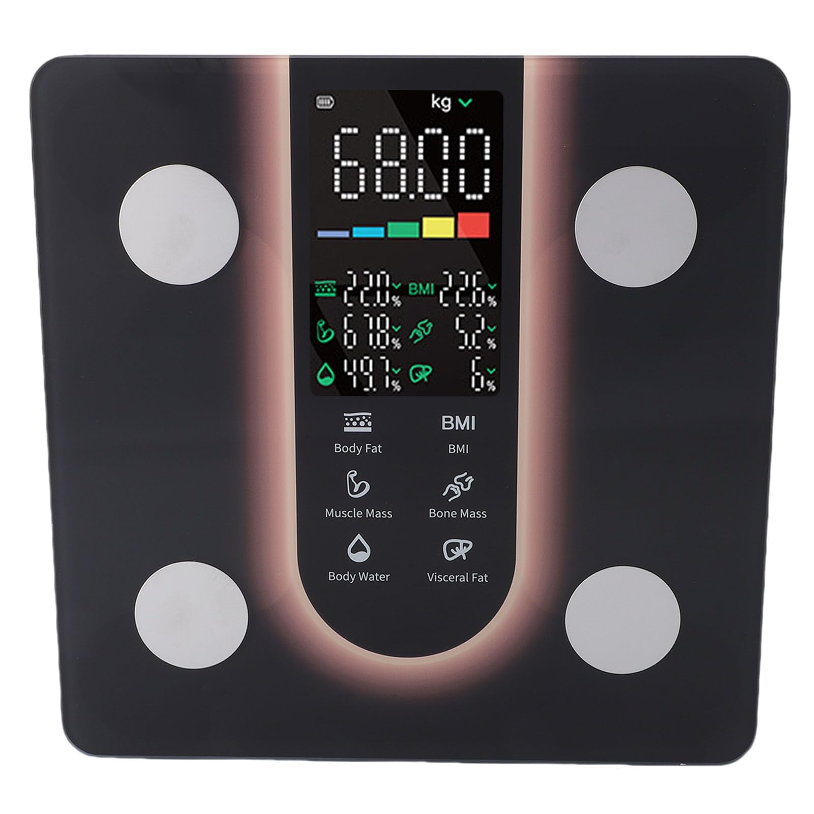 Pongnas Präzise Digitale Smart-Health-Waage, LED-Anzeige, Synchronisierungs-App für den Heimgebrauch (BLACK)