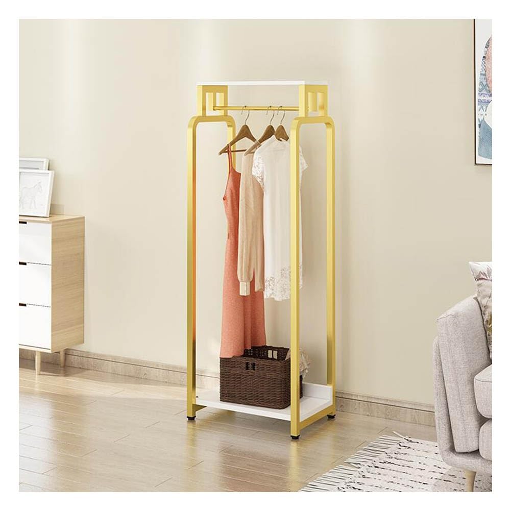 HTTGDGDH Creative Metal Garment Rack, Freestanding Clothing Rack With Storage Shelves And Rod Heavy Duty Retail Display Clothes Racks Wardrobe And Closet Organizer For Bedroom