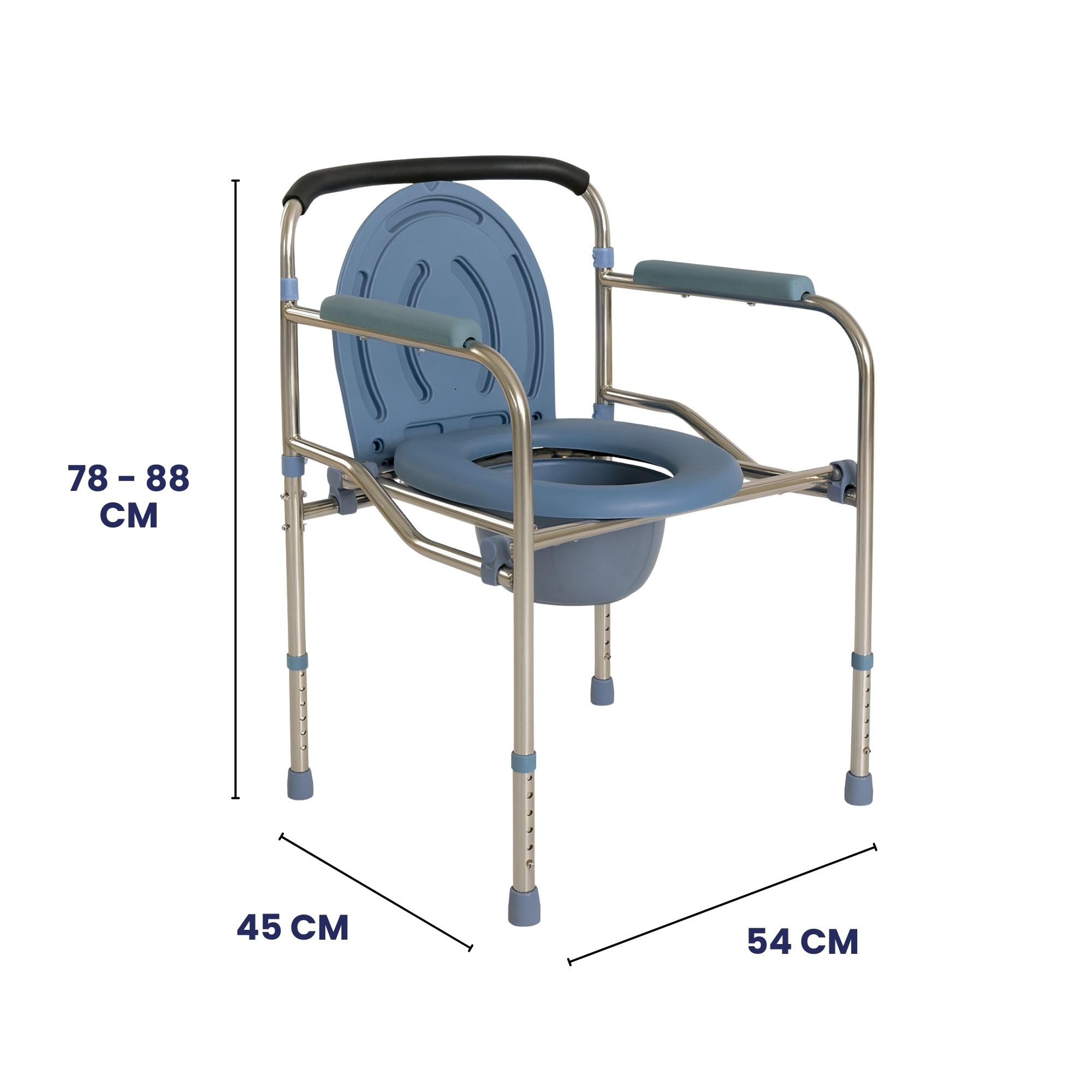 FERRUCCI COMFORT Sedia WC Comoda Multifunzione (4 funzioni in 1), Rialzo Water, Sedile Doccia e Sedia da Comodo per Anziani e Disabili, in Alluminio ed Ergonomica