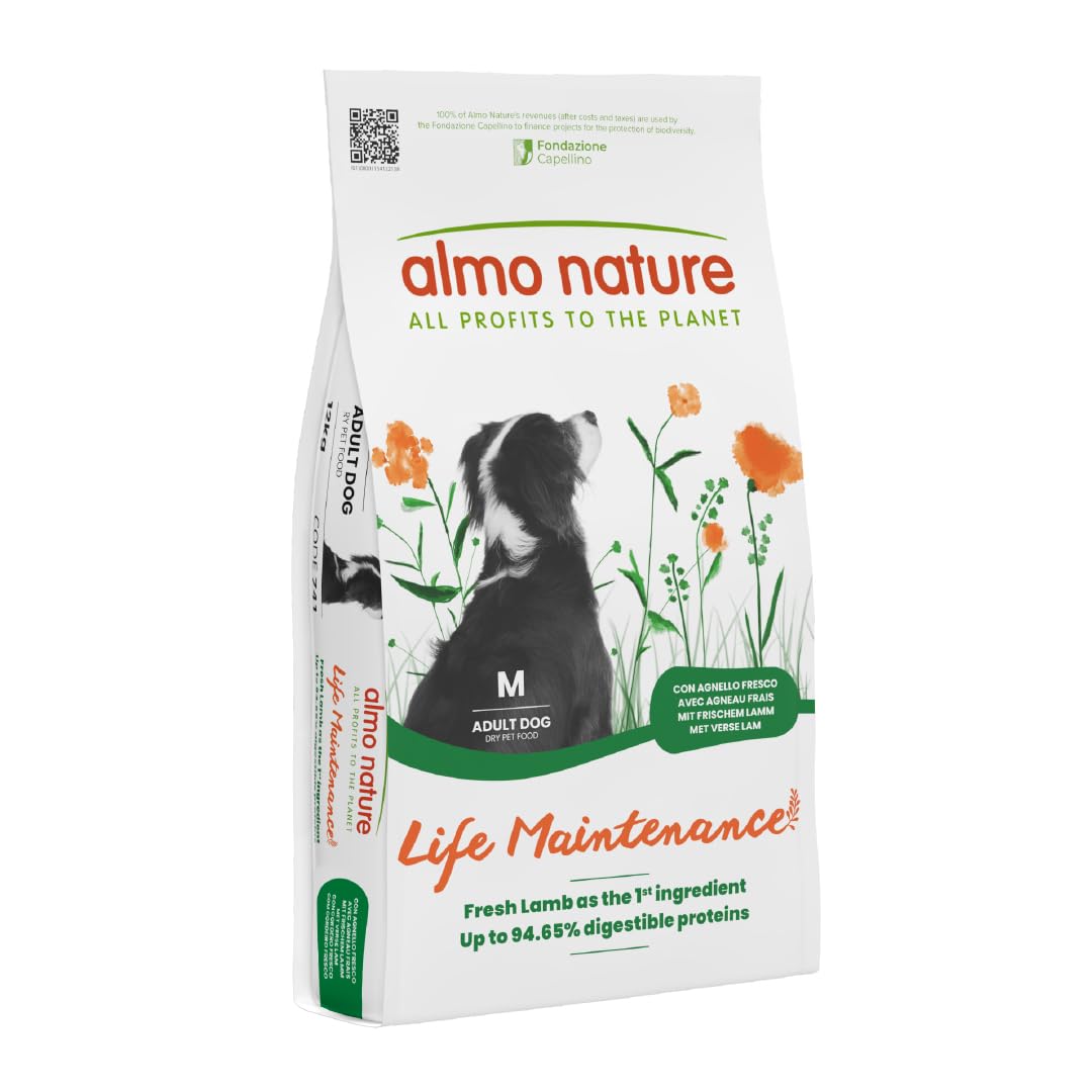 Almo Nature Life Maintenance Dry Dog Food M Lamb 12 kg – Complete Kibble for Adult Medium Breed Dogs