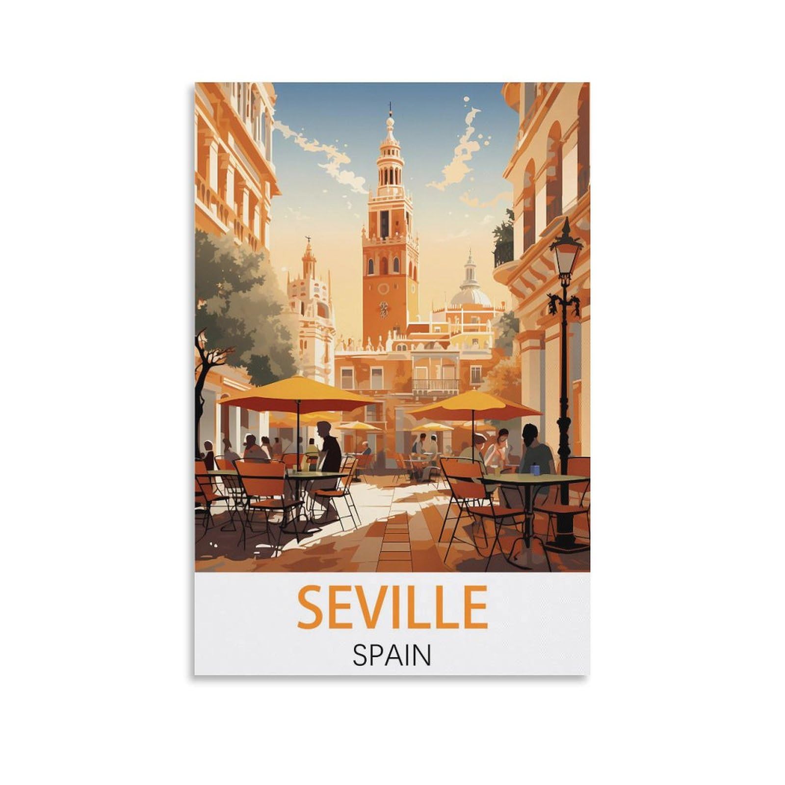 JavoN Seville Spain Vintage Travel Poster 08x12inch(20x30cm) Canvas Art Poster And Wall Art Picture Print Bedroom Decor