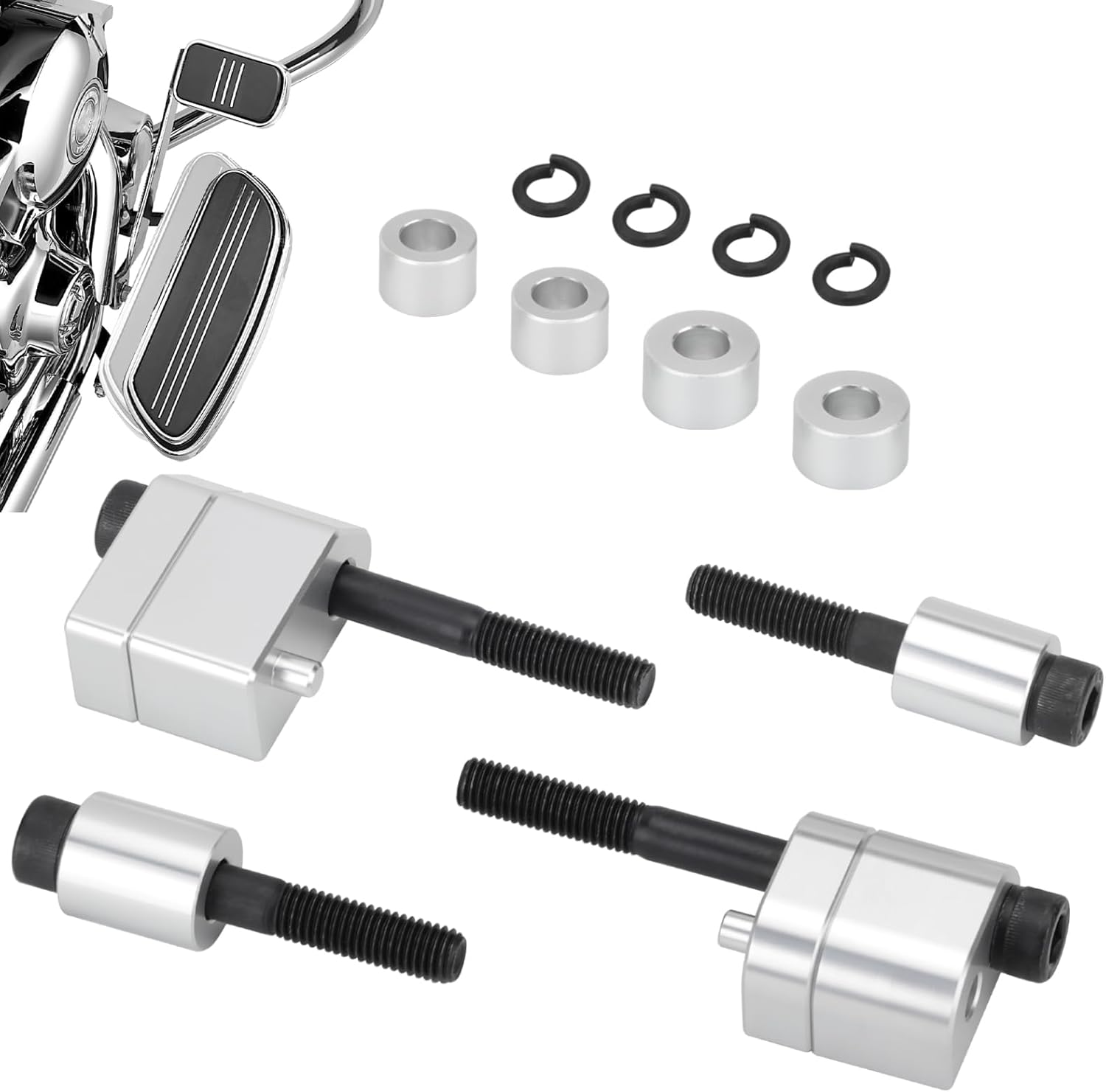 1 inch & 1.5 inch Driver Floorboard Extensions Floorboard Spacer Extenders Kit Fit for Harley Touring Street Glide Road Glide Electra Glide Road King 2009-2023 FL Trikes 2009-2013 (Chrome)