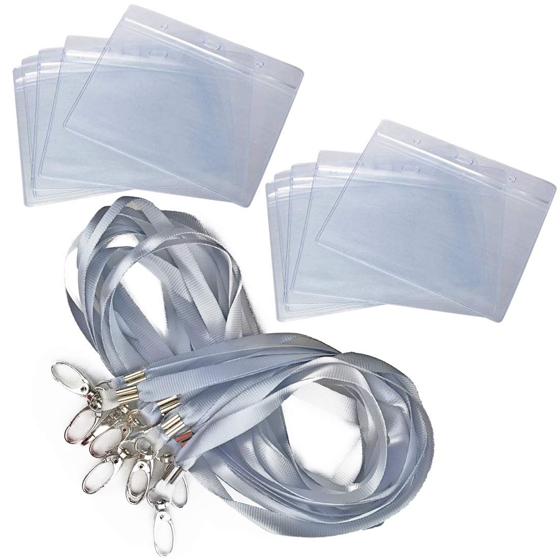 Dooppa 10PCS Plastic Id Card Pass Badge Holder with Lanyard Neck Strap