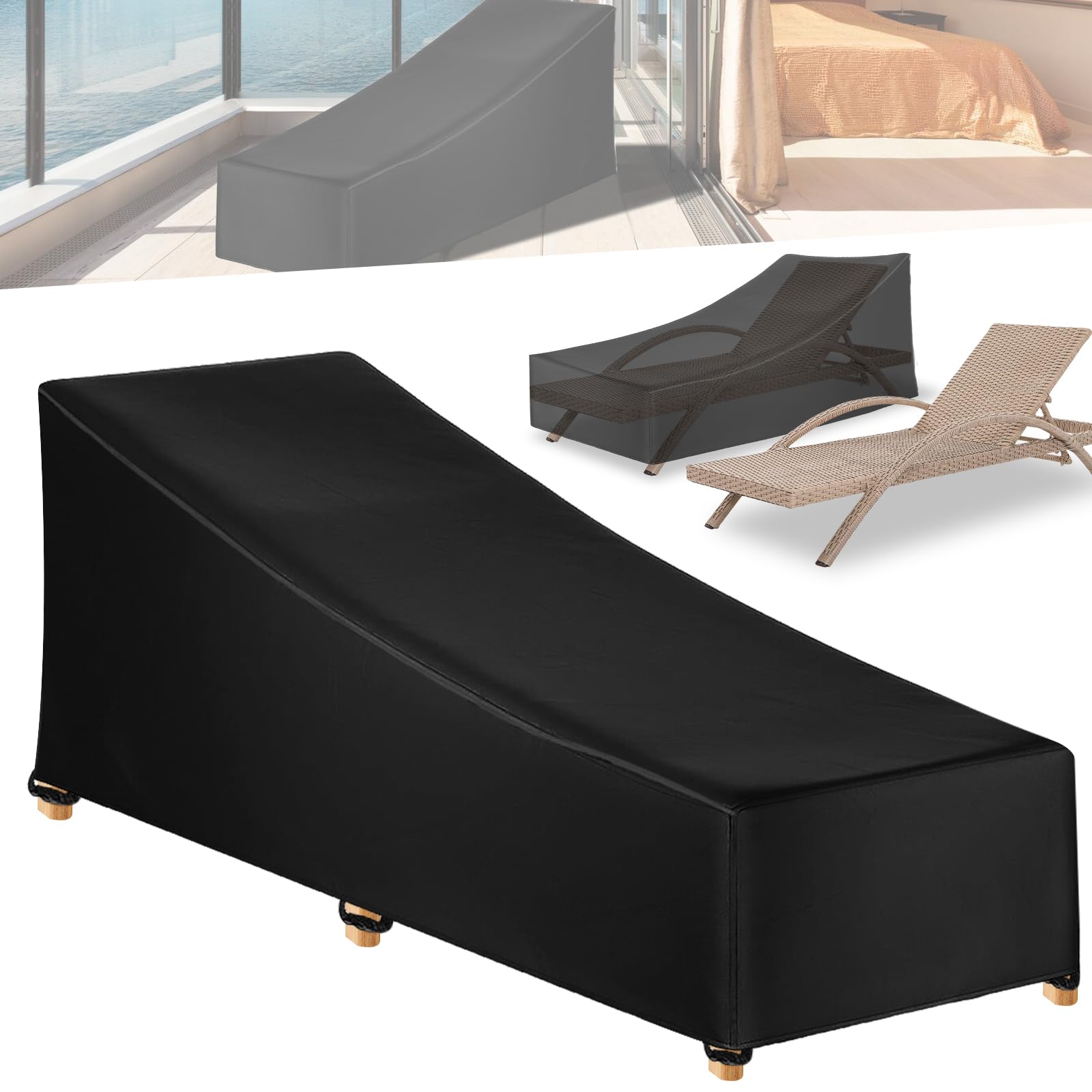 Lot De 2 Housses De Protection Pour Chaise Longue - Imperméables 210D - 200x75x40/70 Cm - Pour Jardin, Terrasse