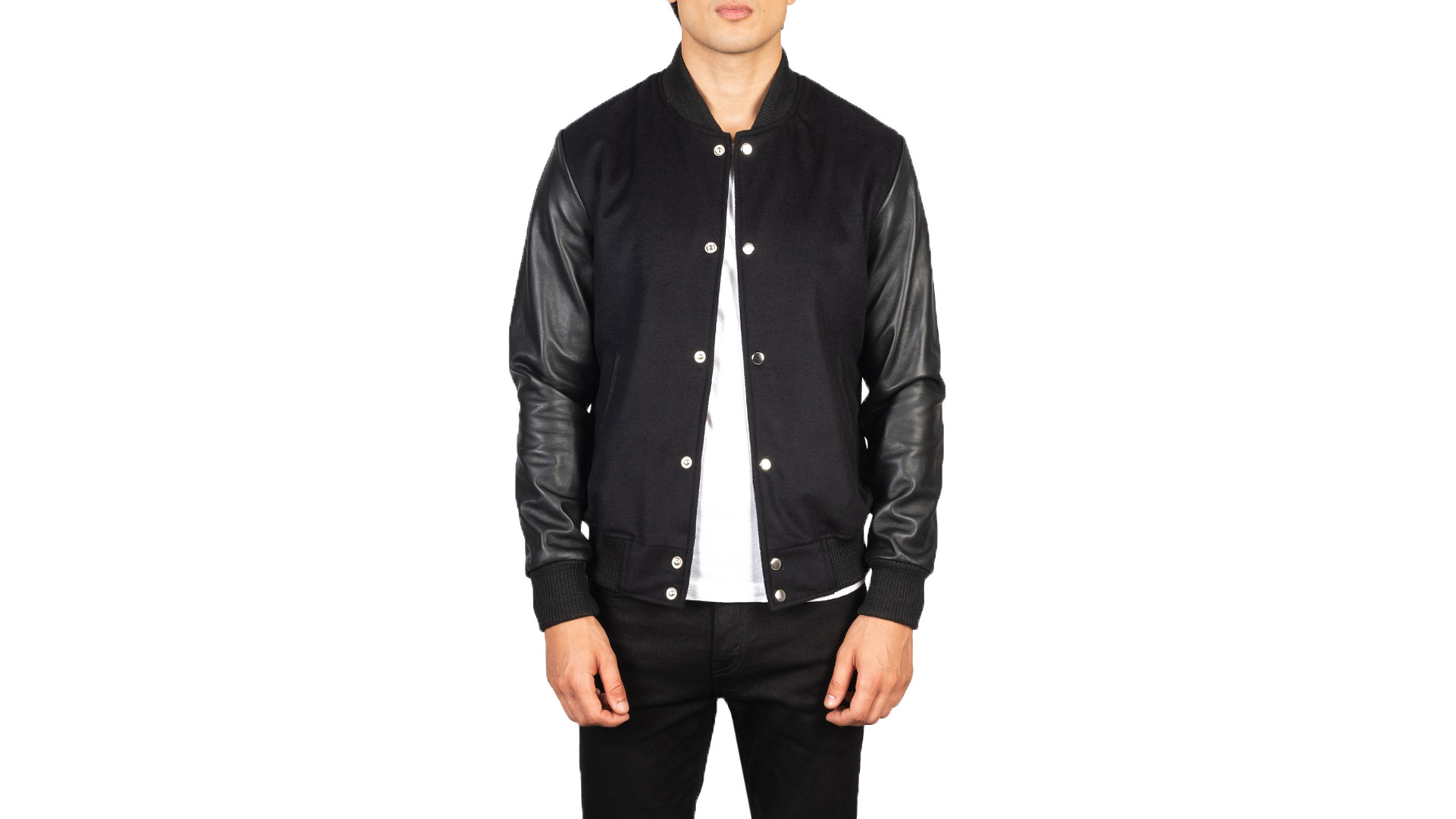 The Jacket Maker Vaxton Hybrid Men's Leather Sleeve Varsity