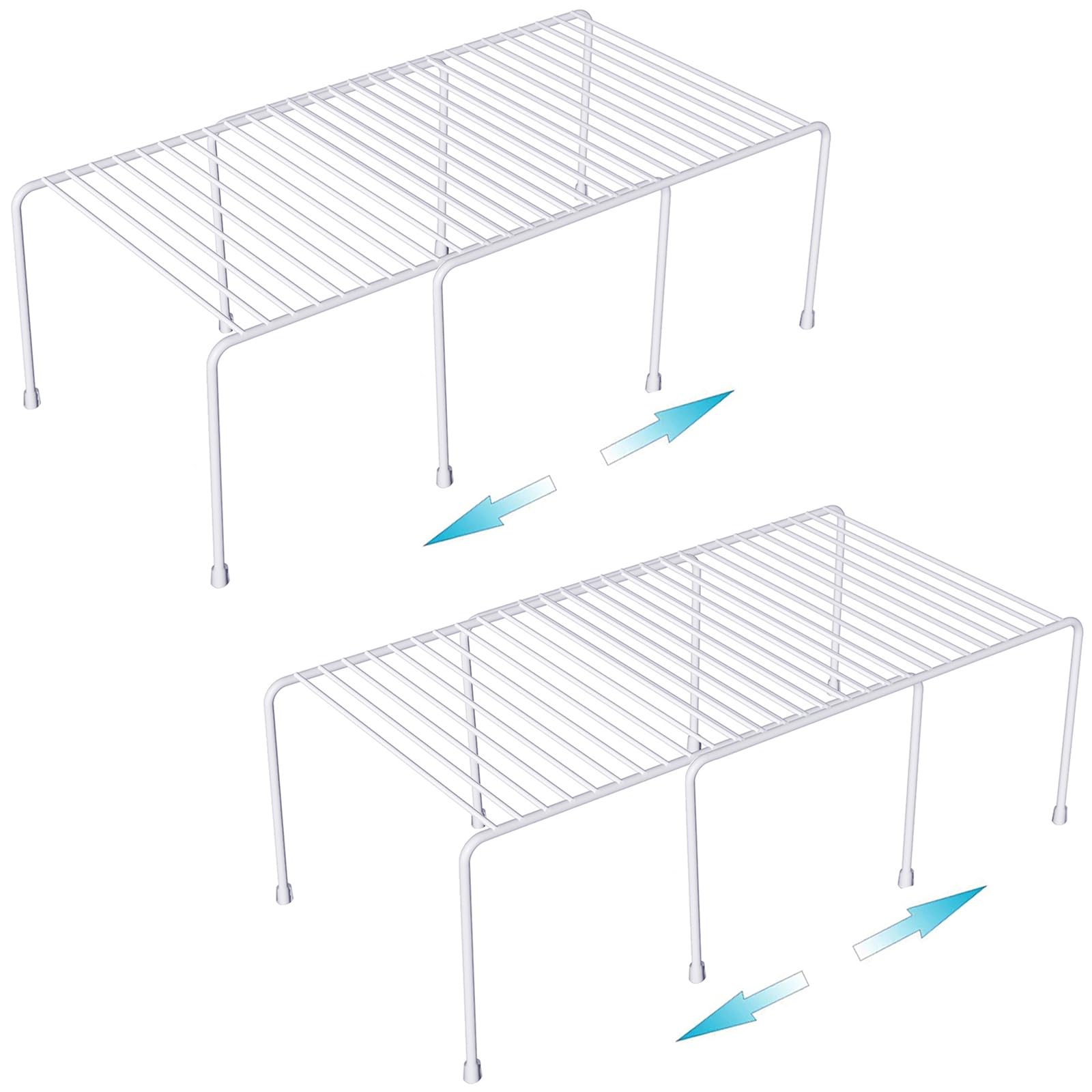 Orgneas Expandable Cabinet Shelf Organizer, Rustproof Metal Shelf Riser Kitchen Counter Storage Organizer Rack for Fridge, Cabinet, Pantry and