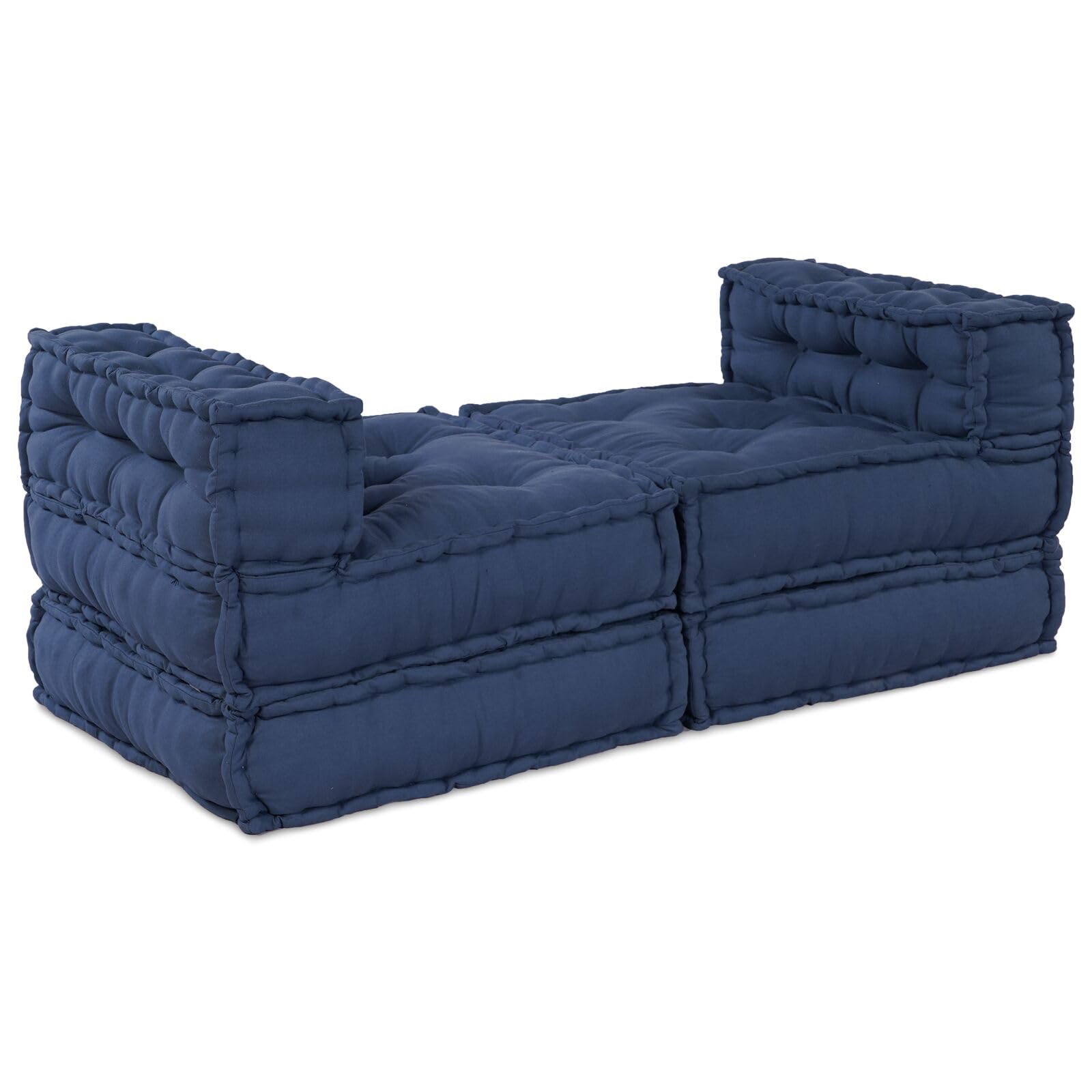 Dekor, Textilien: Bettwäsche, Kissen, Decken, Bezüge und Kissen, modulare Pouffes – 4er-Pack in Indigo-Stoff