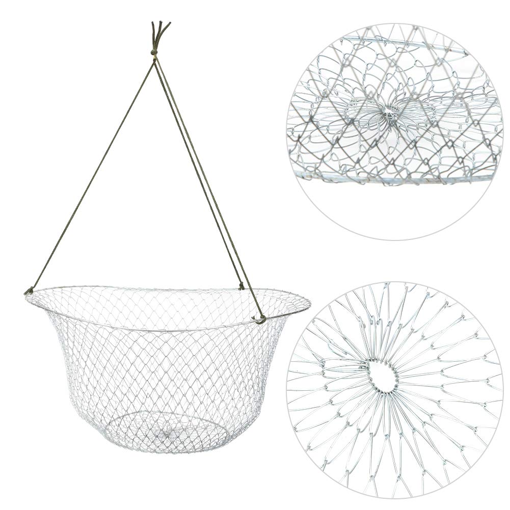 Red de Pesca Plegable de Alambre de Acero, Trampa Portátil para Pescar, Cangrejos, Langostas para Pesca Al Aire y Paseos en Bote, 17,7 Pulgadas de Diámetro