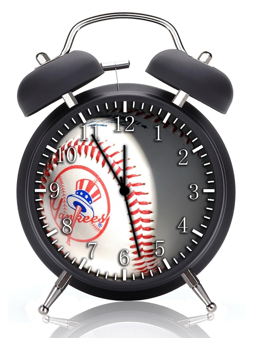 Baseball Alarm Desk Clock Twin Bell with Night Light Quite Silent Non-Ticking 4 Inches Glass Face - Great Decor for Home or Office – Best Gift Ideas for Birthday or Holidays F139