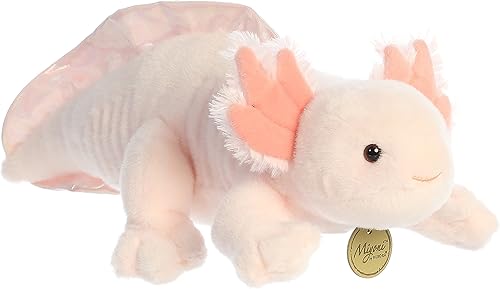 Aurora® Adorable ajolote de peluche Miyoni®, detalle realista, compañía entrañable, rosa, 14 pulgadas