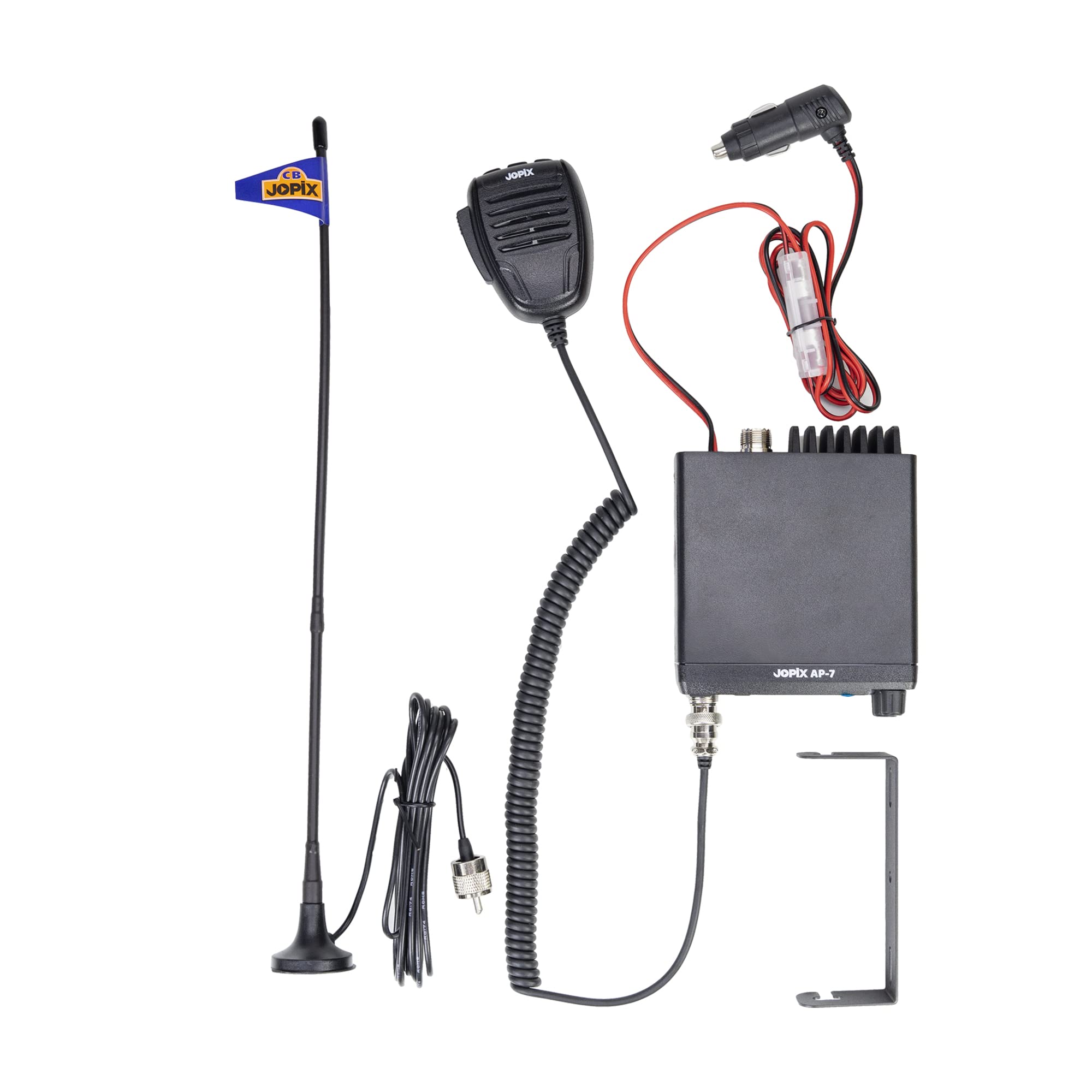 Jopix Ap-7 Kit Emisora Móvil CB 27 MHz y Antena Magnética, Multinorma Am/FM, 12V/24V, ASQ