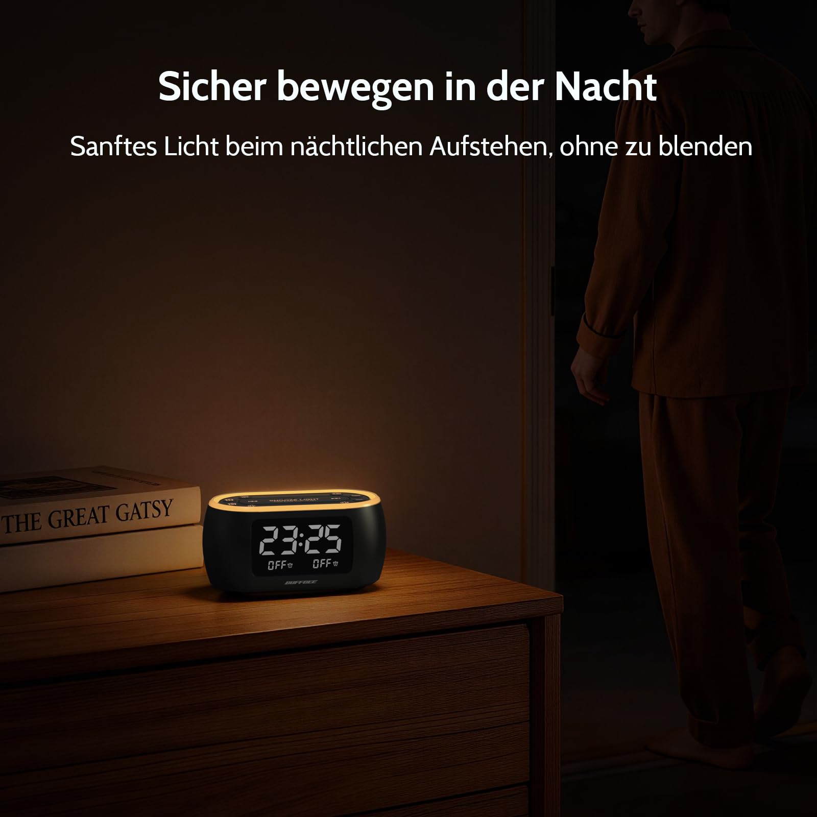 Digitale Wekker, Draadloze Speler Desktopklok Ingebouwde Digitale Afstemming FM-radio, Bluetooth-verbinding Dubbele Alarm LED-klok voor Koken, Thuis, aan Het Bed,Slaapkamer,Kantoor