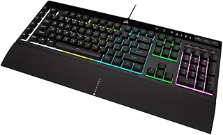 Corsair K55 RGB PRO Gaming Keyboard with Membrane Keys, RGB Dynamic Backlight, 6 Macro Keys with Integration Elgato Software, Dust and Spill Resistance, QWERTY, Black