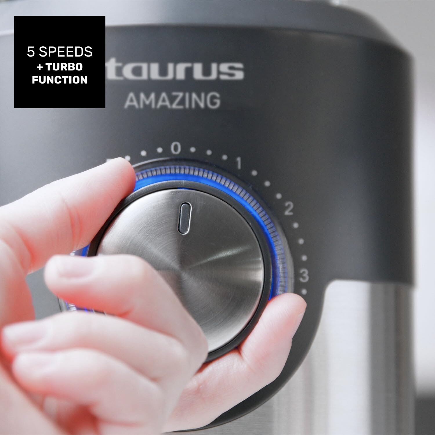 Taurus Amazing - Batidora de Vaso 1600W, 1,75L, Pica Hielo, 6 Cuchillas