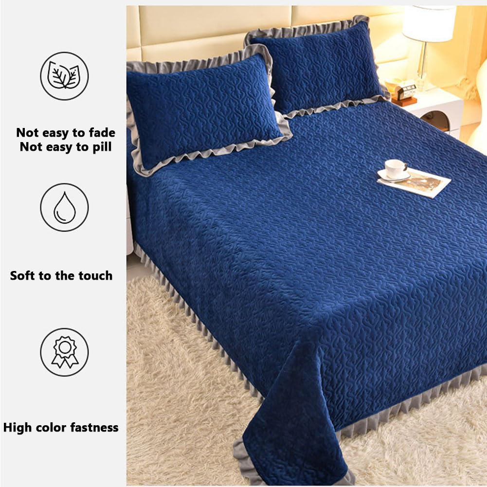 Couvre Lit 2 Personnes Boutis/Coton Dessus De Lit De Luxe Couverture De Lit 3 Pièces, Parure De Lit Avec 2 Taies D'Oreillers,HH-230X250CM