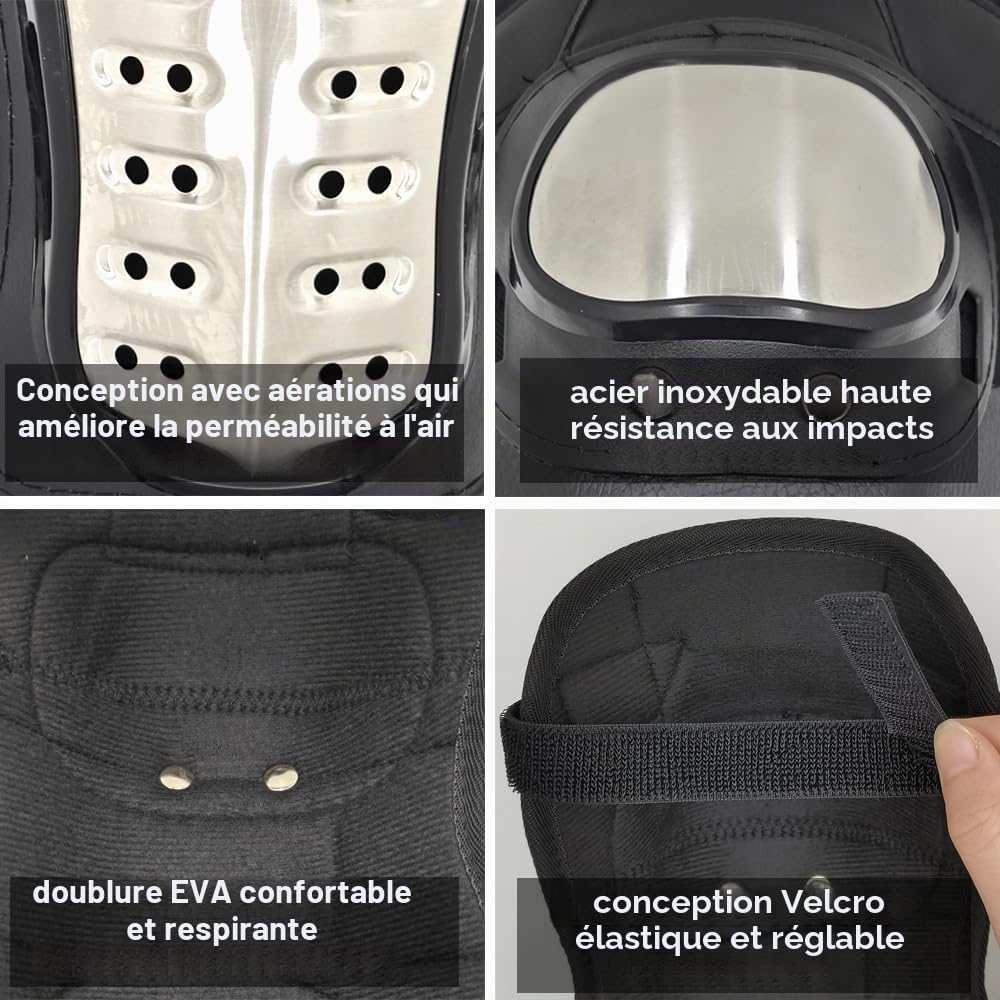 6 PièCes Tenue Moto Cross Homme, Gants Moto, Genouillères pour Moto, Accessoires Moto, Protection Moto, Equipement Moto (Gants M)