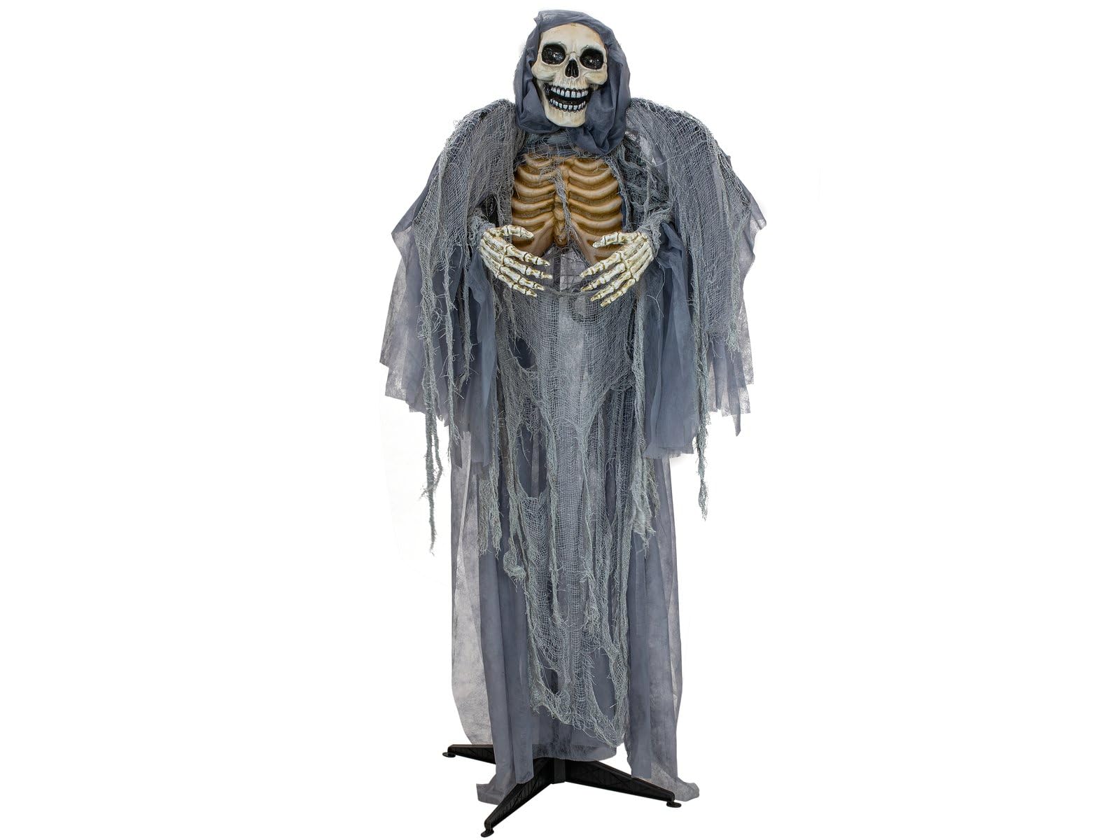 EUROPALMS 83316128 Halloween Animado Figura con Efecto de luz y Sonido (Funciona con Pilas y USB), Gris, 1,75 m de Alto