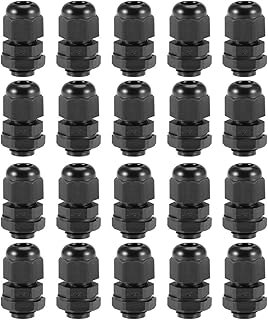uxcell M12x1.5 Cable Gland 2mm-5mm Wire Hole Waterproof Nylon Joint Adjustable Locknut with Washer Black 20pcs
