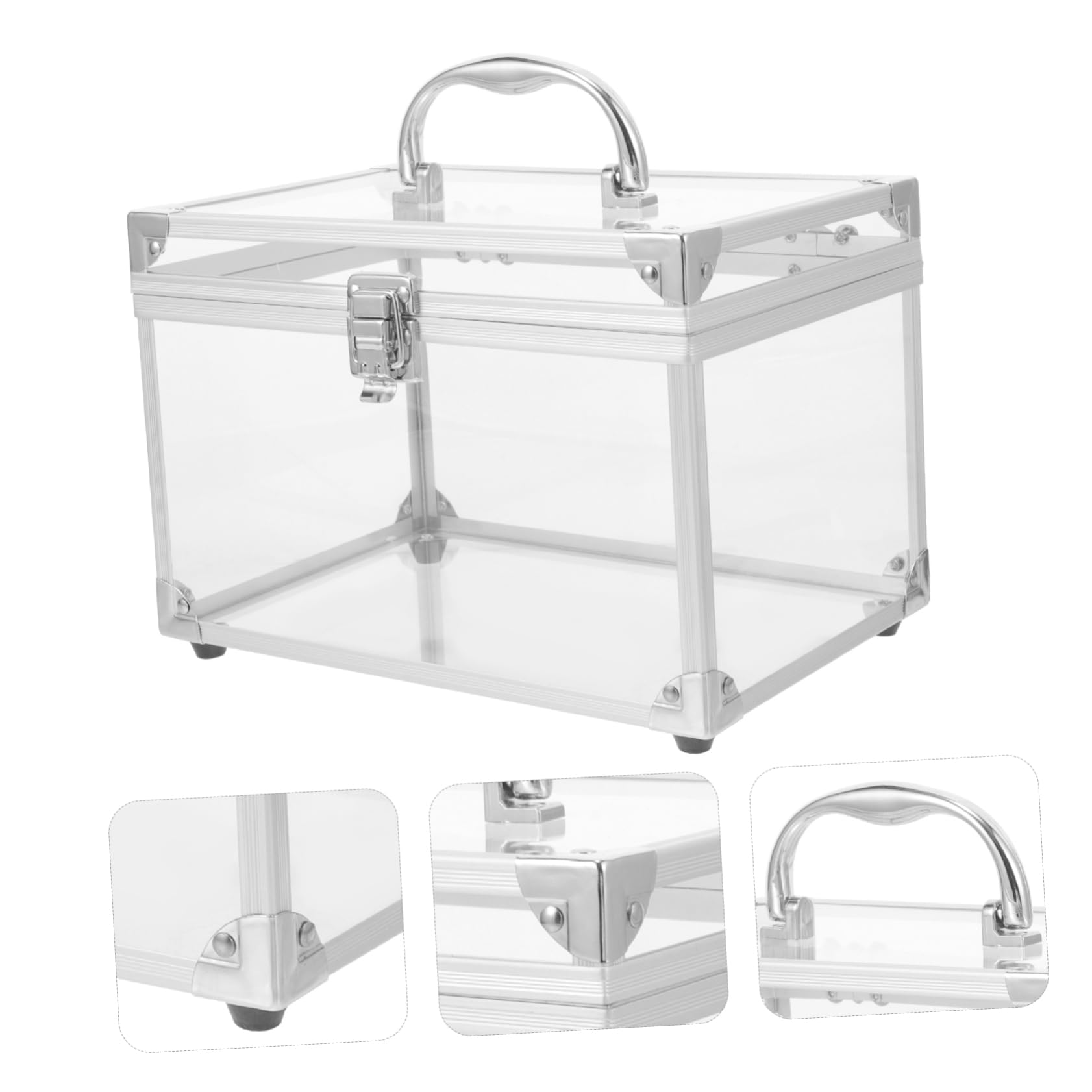 Scatola Porta CD e Dvd in Acrilico Trasparente Argento con Manico, Contenitore Storage Box per Organizzare Dischi, Custodia Grande Capacità per Casa e Ufficio