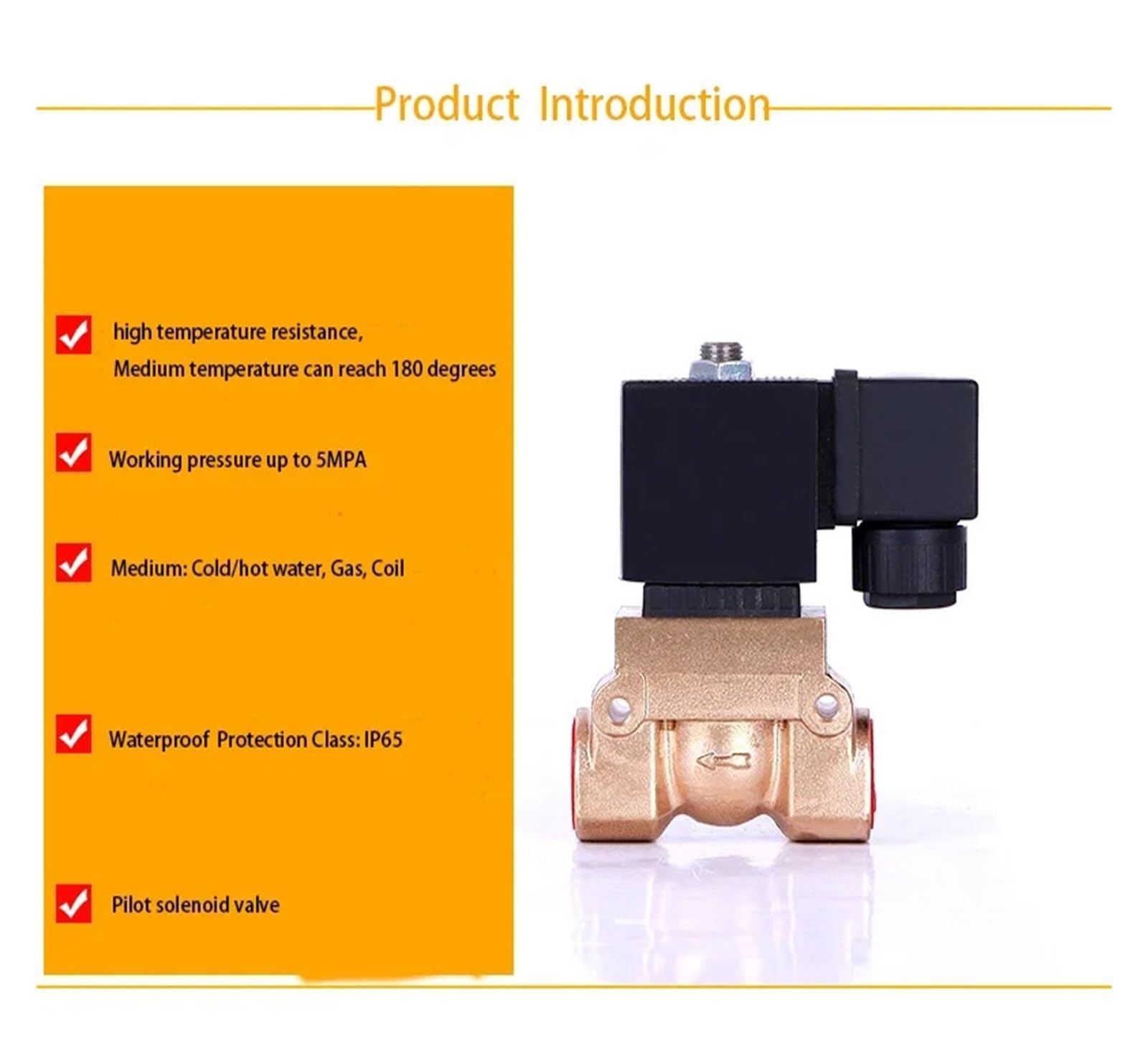 Válvula solenoide de latón de 1/2 Pulgada, Normalmente Cerrada, 50 Bar, for Agua, 220 V, 12 V, 24 V, válvula solenoide de Alta presión con Funcionamiento piloto(AC110)