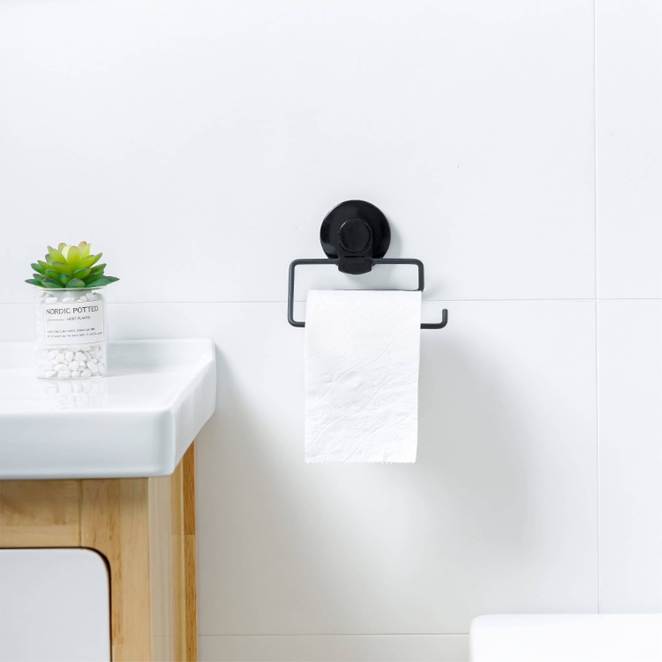 Supporto Rotolo Carta Acciaio Inox 304 Autoadesivo Nero Porta Carta Igienica Adesivo In Acciaio Inox SUS304 - Nero, Senza Foratura, Per Bagno E Cucina Porta Rotolo Carta Igienica Da Parete
