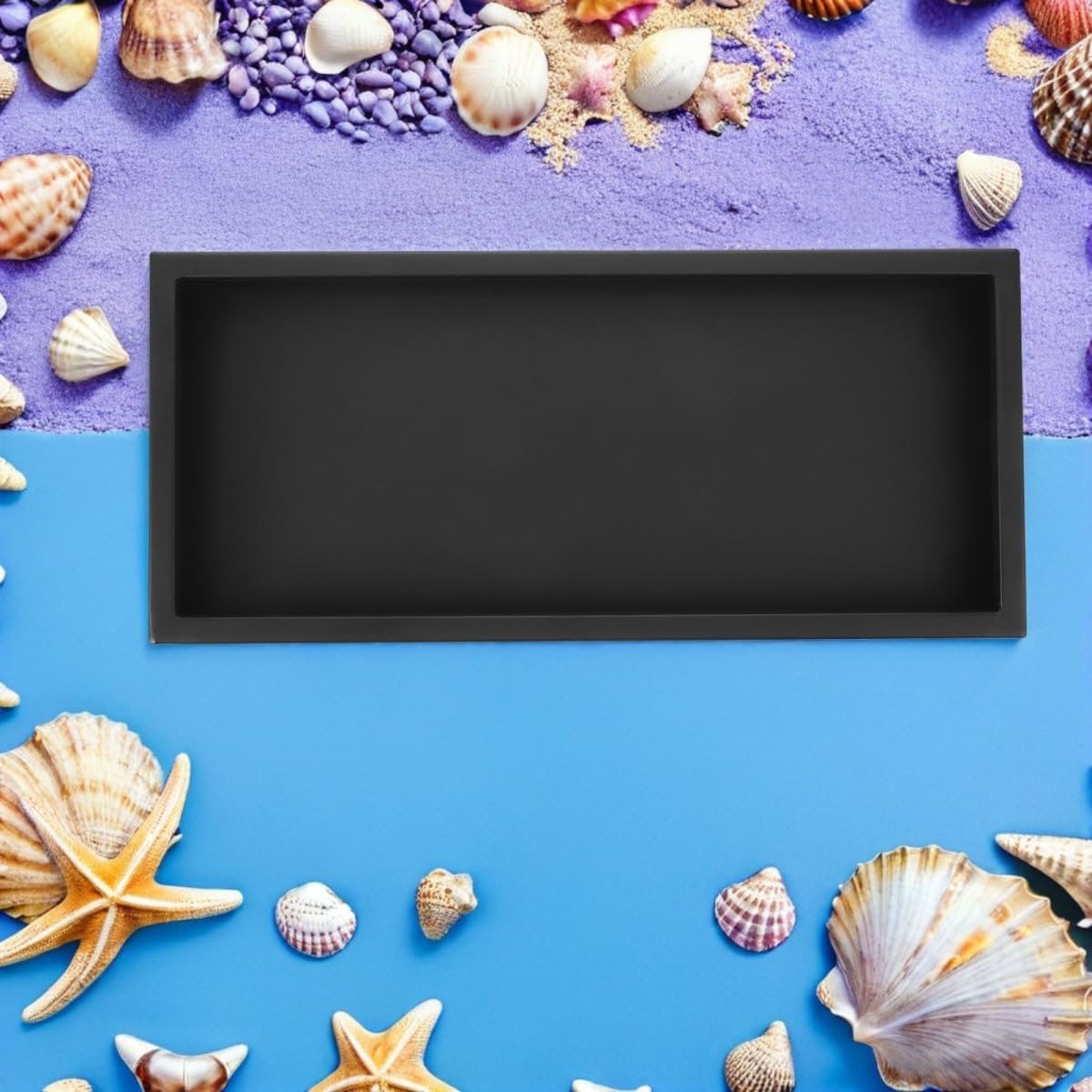 Bandeja para Plantas Rectangular de Hierro Negro, 15x6, 7x1, 6 Pulgadas