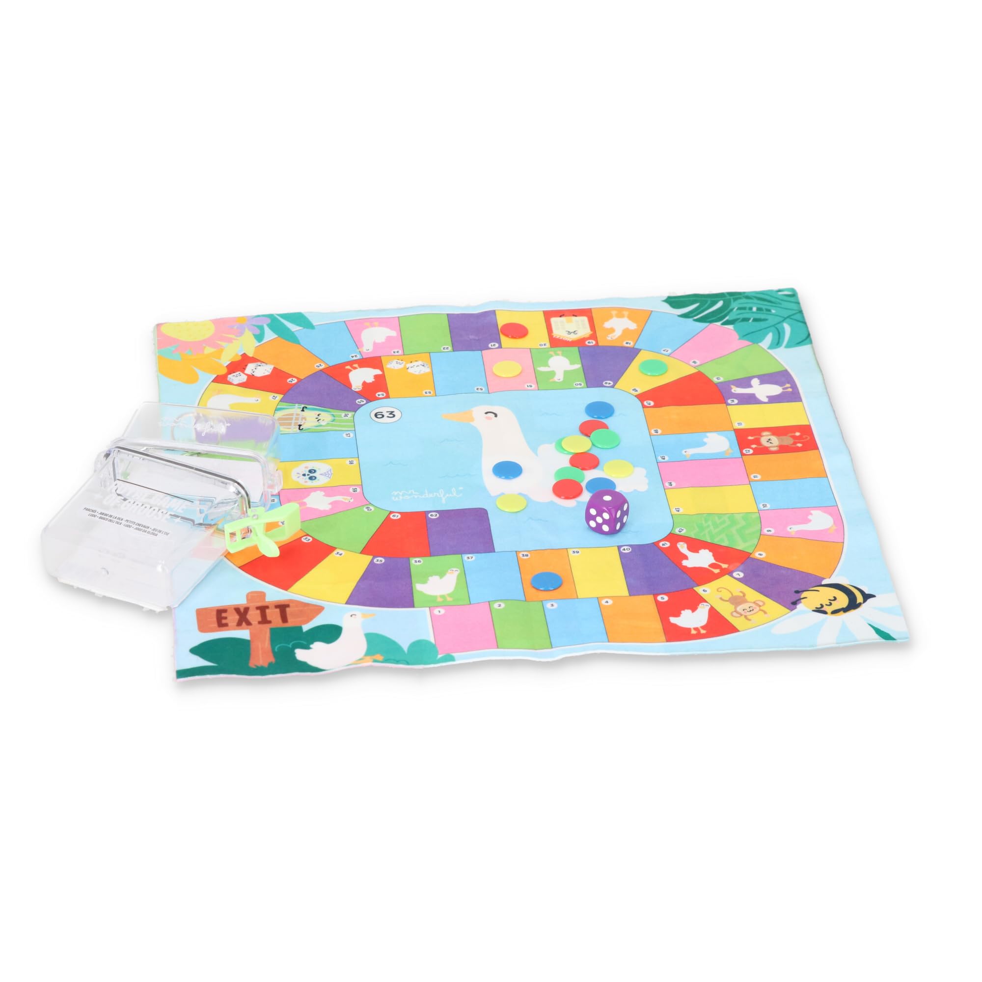 Mr.Wonderful - Juego de mesa reversible - Parchís + Juego de la Oca - Juego de mesa de viaje, de pequeño tamaño De 2 a 4 Jugadores - Lavable