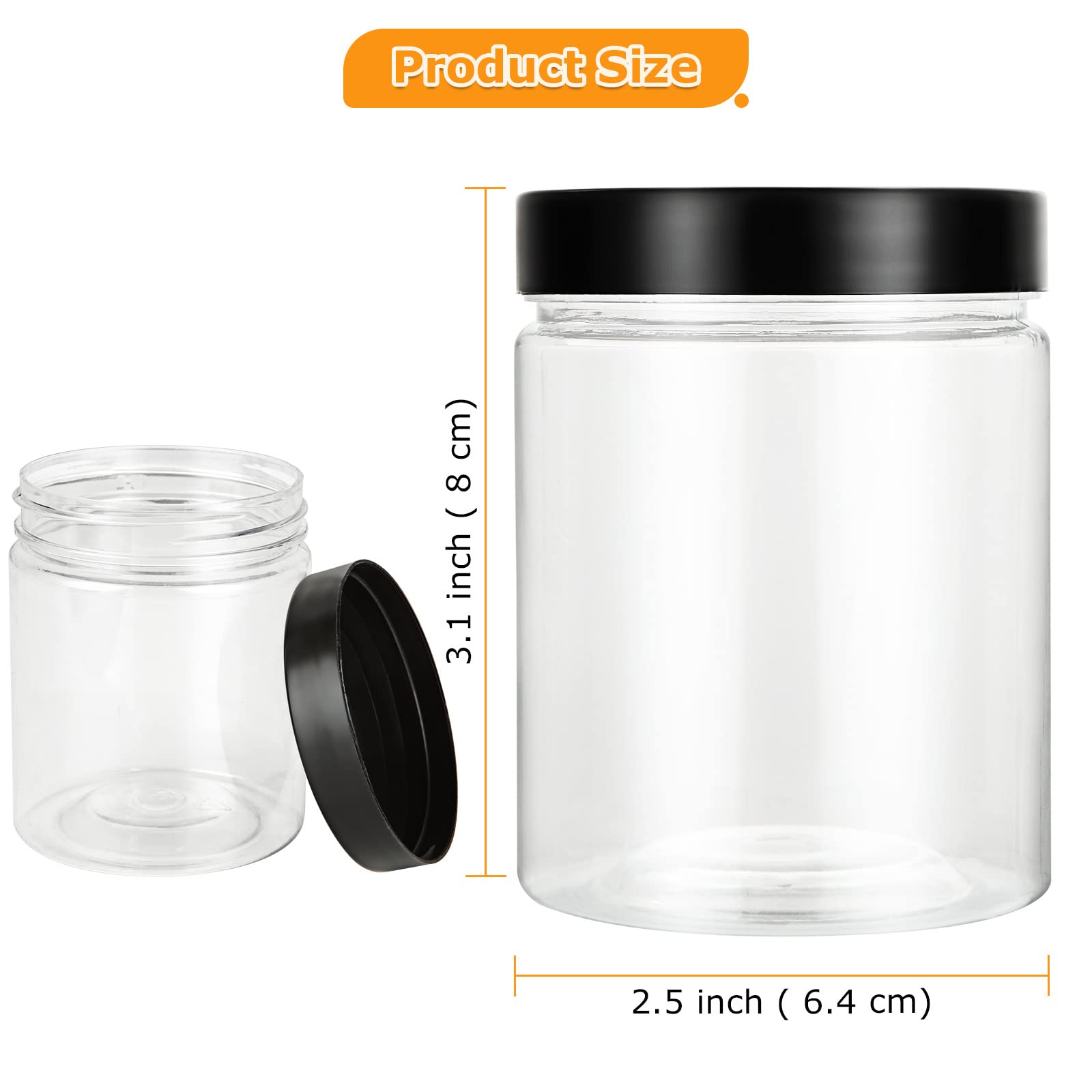 40 barattoli in plastica con coperchio, 226,8 g, trasparenti, a prova di perdite, ideali per alimenti, trucco, melma, miele, marmellate