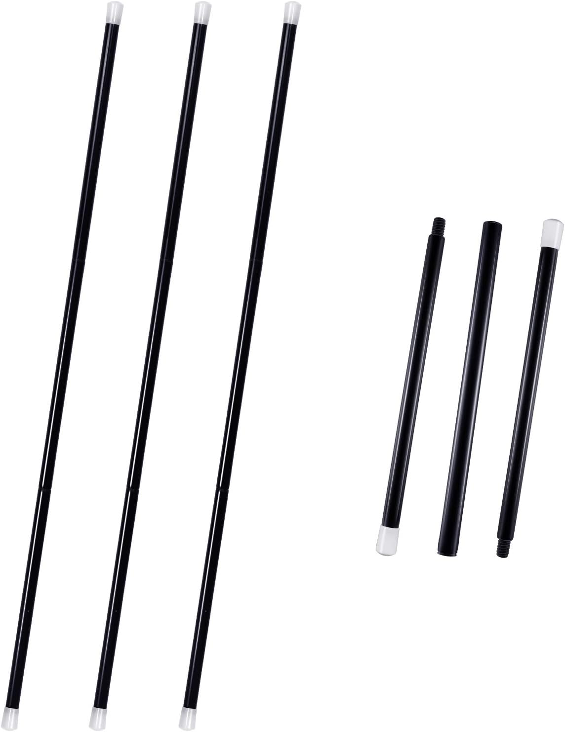 Skylety 36.5 Inch Plastic Magic Wand Theatrical Cane 1920s Black Magic Show Halloween Costume Accessories Plastic Dance Canes with White Caps for Adult