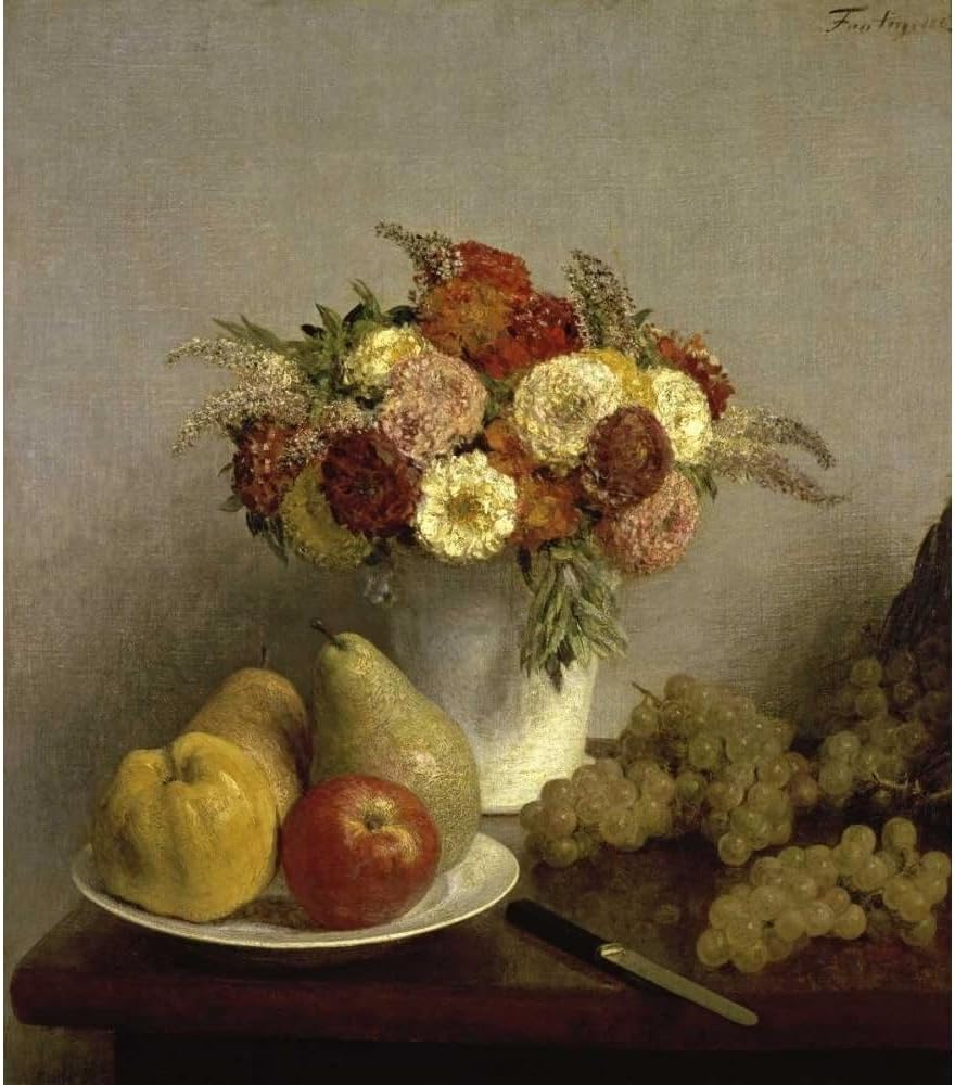 ArtDirect Flowers and Fruit Cuisine Unframed Art Print Giclee Poster by Fantin-Latour, Henri - Ready for Framing with Customization Sizes 8x9, 11x13, 16x18, 24x27, 36x41, and 48x55 Inches