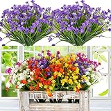 Ttranewsoo 10pcs Artificial Flowers Plants Decoration UV Resistant Fake Flowers Outdoor, Plastic Ros