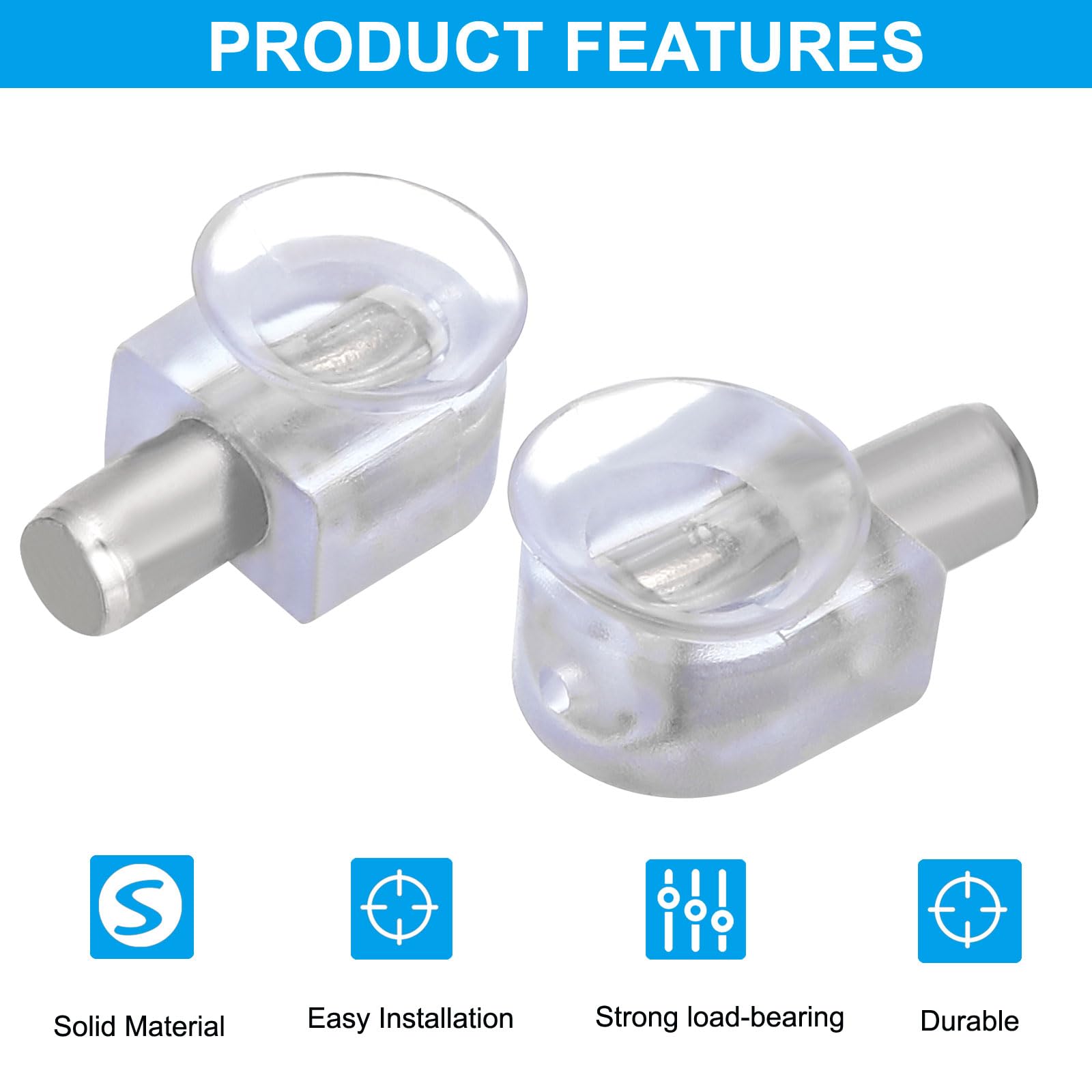 PATIKIL Shelf Support Pegs Nails 0.24", 20pcs Zinc Alloy Glass Holder with Suction Cup - Image 3