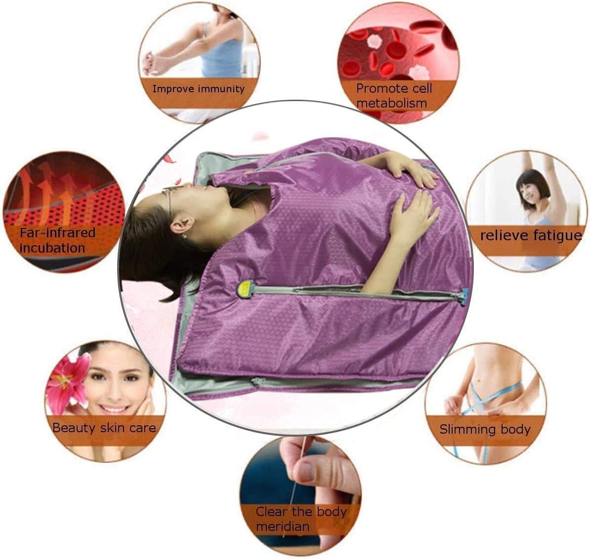 vinmax Far Infrared Sauna Blanket Heating Therapy Slim Bag SPA Body Detox Machine (Purple)