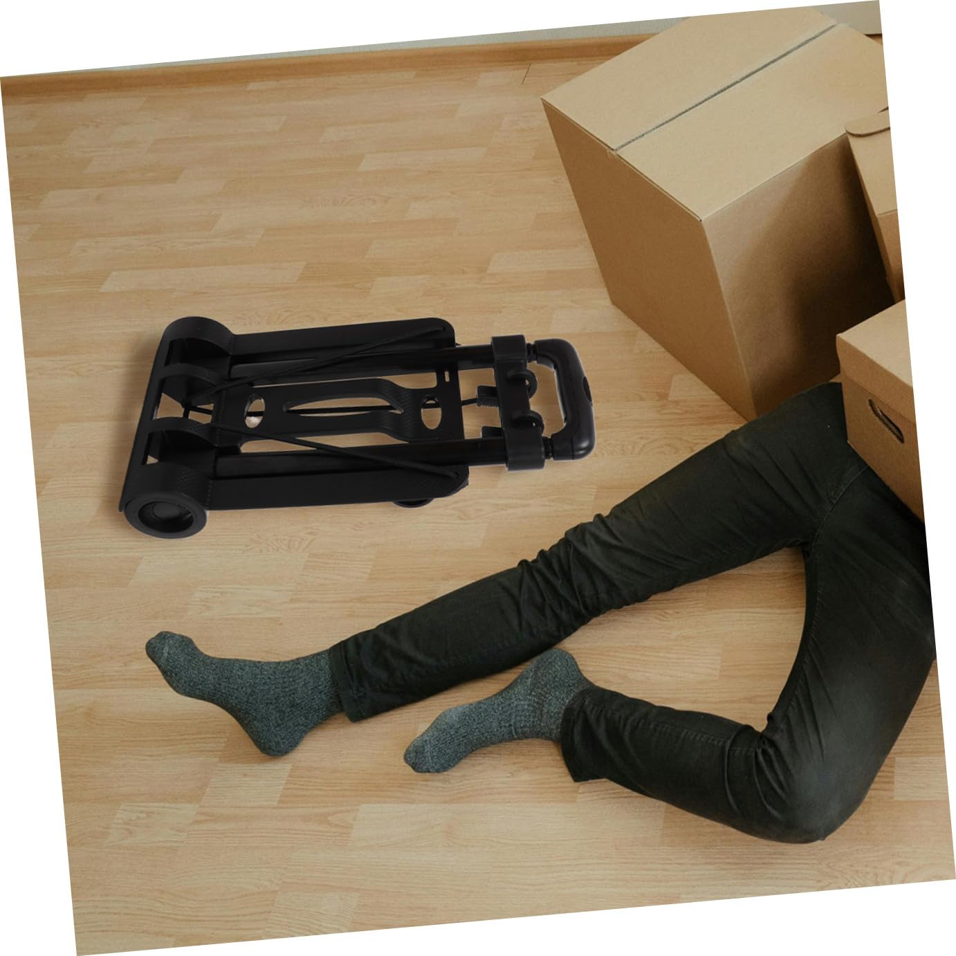Healvian Carrito de Compra Portátil Plegable Pequeño Ruedas Dobles Base de Plástico Reforzado y Cordón Elástico Ajustable para Equipaje y Traslado Fácil en Viajes y Mudanzas